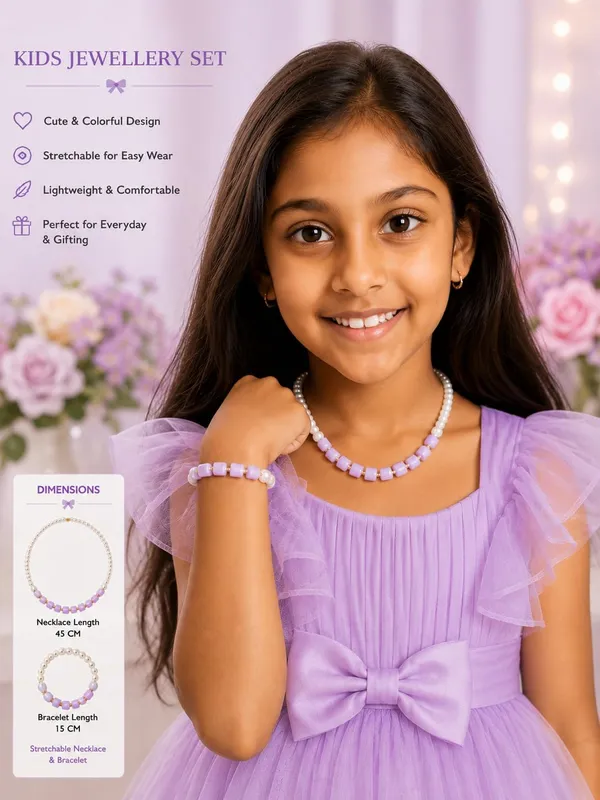 Purple_Acrylic_Pearl_Beaded_Necklace_Bracelet_Set_For_Girls