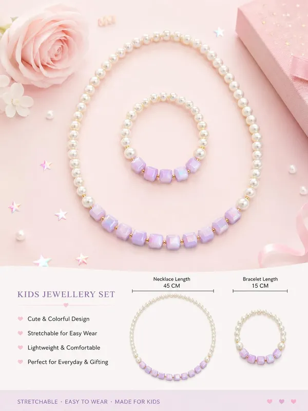 Purple_Acrylic_Pearl_Beaded_Necklace_Bracelet_Set_For_Girls