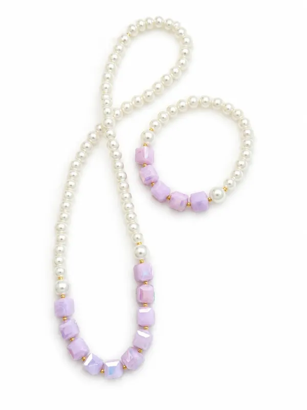 Purple_Acrylic_Pearl_Beaded_Necklace_Bracelet_Set_For_Girls