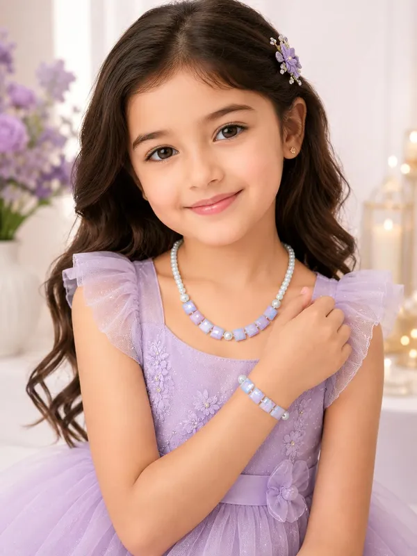 Purple_Plastic_Pearl_Beaded_Necklace_Bracelet_Set_For_Girls