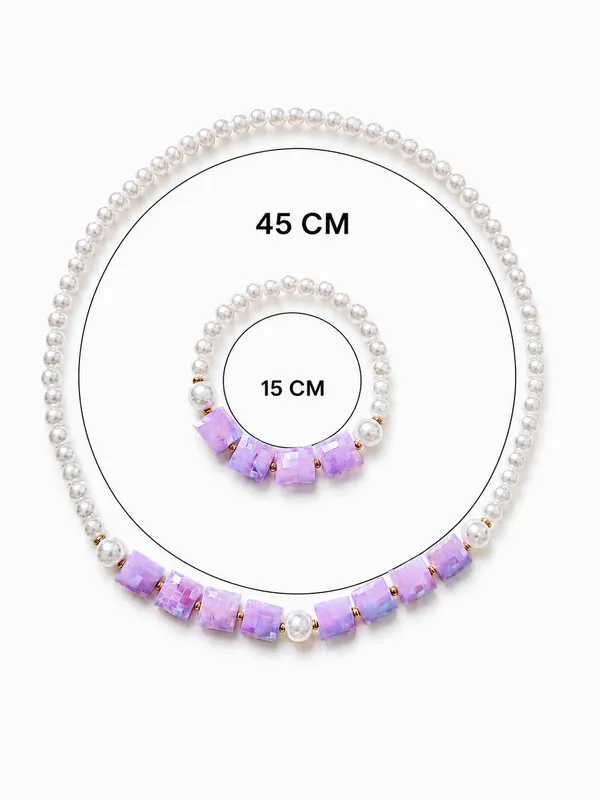 Purple_Plastic_Pearl_Beaded_Necklace_Bracelet_Set_For_Girls