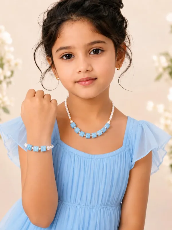 Blue_Plastic_Pearl_Beaded_Necklace_Bracelet_Set_For_Girls