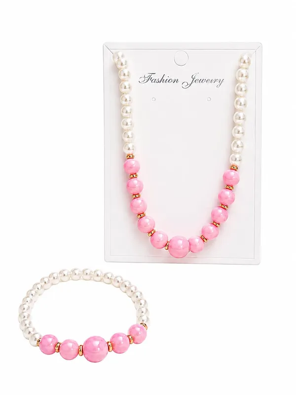 Light_Pink_Acrylic_Beaded_Necklace_Bracelet_Jewellery_Set_For_Girls