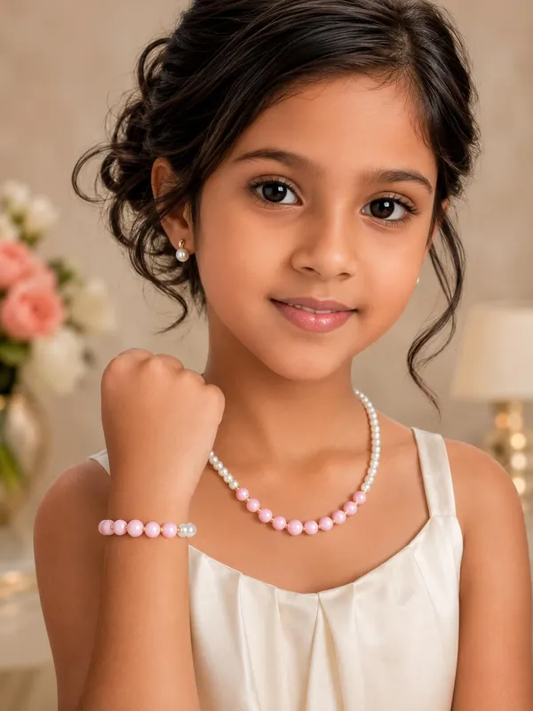 Light_Pink_Acrylic_Beaded_Necklace_Bracelet_Jewellery_Set_For_Girls