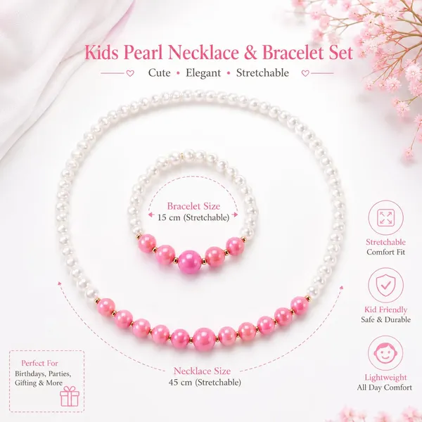 Dark_Pink_Acrylic_Beaded_Necklace_Bracelet_Jewellery_Set_For_Girls
