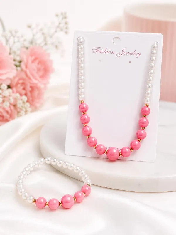 Multicolor_Acrylic_Beaded_Necklace_Bracelet_Jewellery_Set_For_Girls