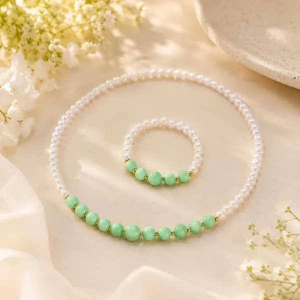 Green_Acrylic_Beaded_Necklace_Bracelet_Jewellery_Set_For_Girls