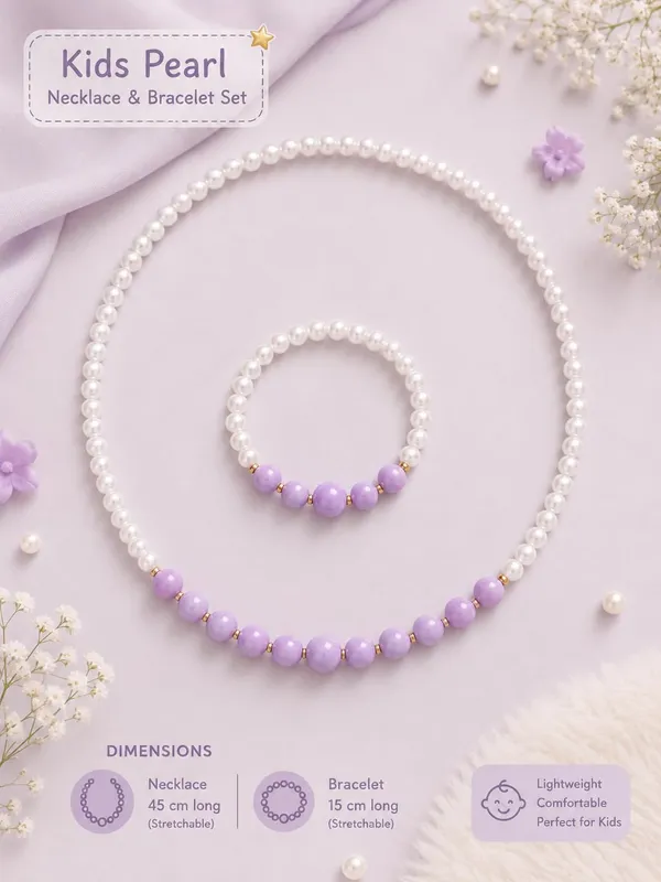 Purple_Acrylic_Beaded_Necklace_Bracelet_Jewellery_Set_For_Girls