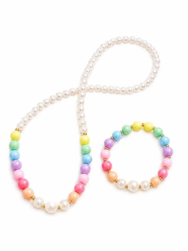 Rainbow_Acrylic_Beaded_Necklace_Bracelet_Set_For_Girls
