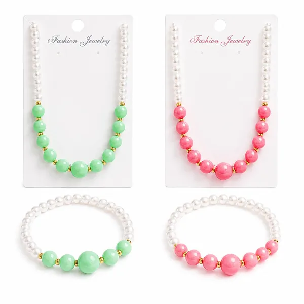 Green_Dark_Pink_Acrylic_Beaded_Necklace_Bracelet_Set_For_Girls