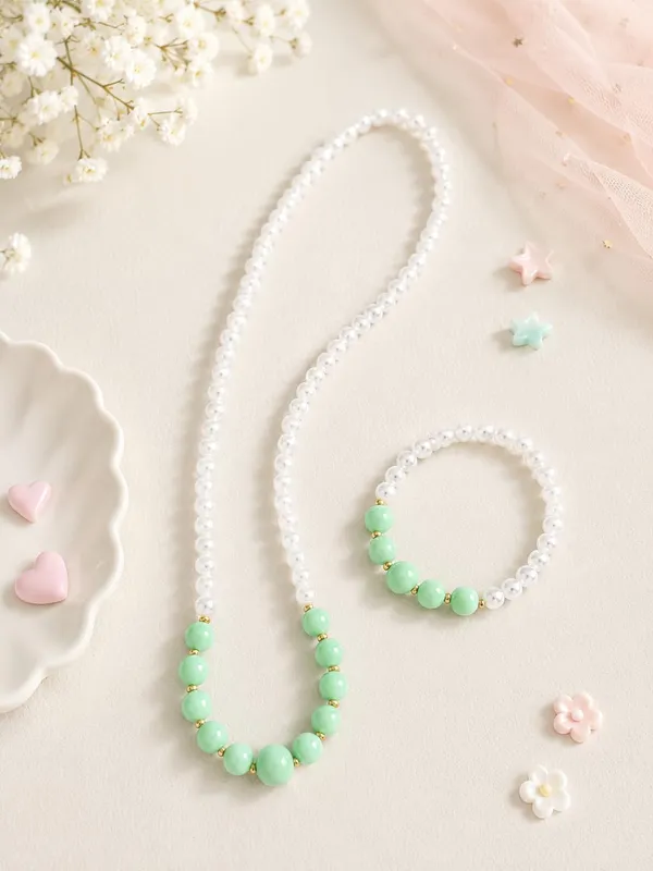 Green_Dark_Pink_Acrylic_Beaded_Necklace_Bracelet_Set_For_Girls
