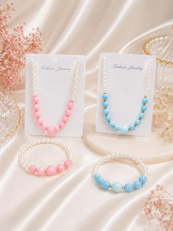 Light_Pink_Blue_Acrylic_Beaded_Necklace_Bracelet_Set_For_Girls