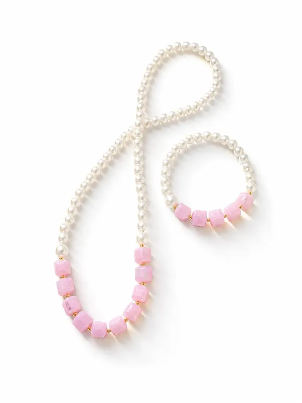 Pink_Acrylic_Pearl_Beaded_Necklace_Bracelet_Set_For_Girls