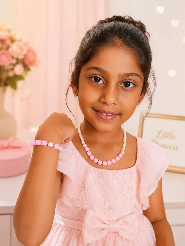 Pink_Acrylic_Pearl_Beaded_Necklace_Bracelet_Set_For_Girls