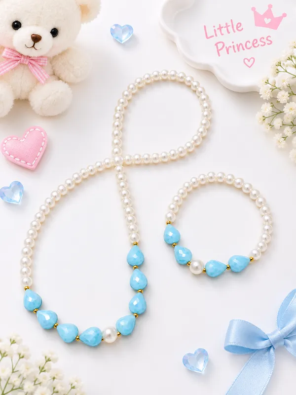 Blue_Acrylic_Drop-Shaped_Beaded_Necklace_And_Bracelet_Set_For_Girls