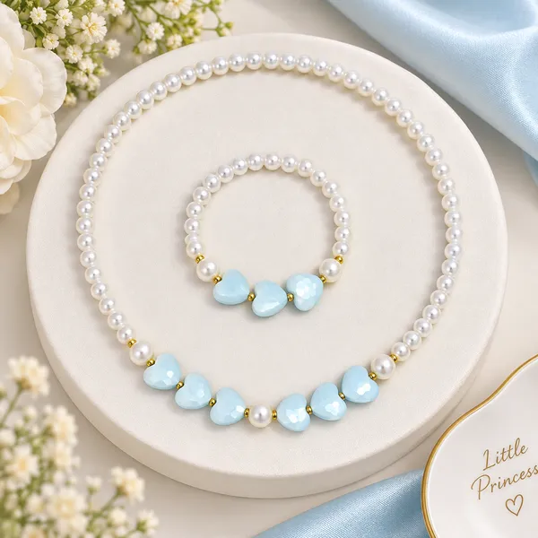 Blue_Acrylic_Heart_Pearl_Beaded_Necklace_Bracelet_Set_For_Girls