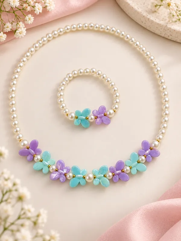 Purple_Acrylic_Butterfly_Pearl_Beaded_Necklace_Bracelet_Set_For_Girls