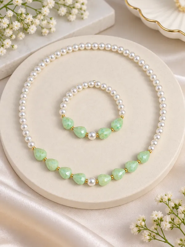 Mint_Green_Acrylic_Beaded_Necklace_And_Bracelet_Set_For_Girls