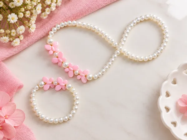 Light_Pink_Acrylic_Butterfly_Pearl_Beaded_Necklace_Bracelet_Set_For_Girls