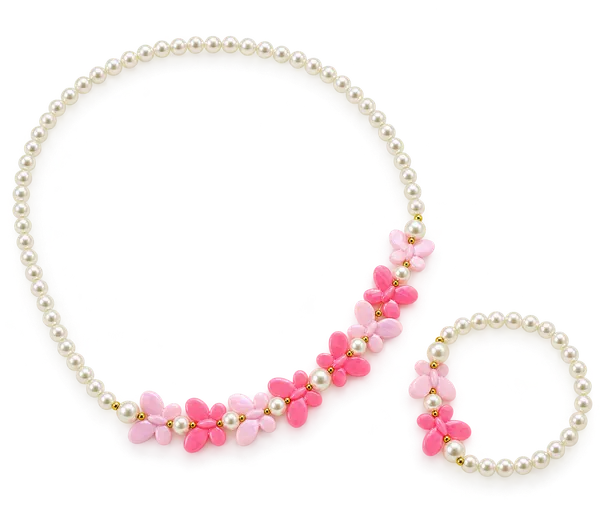 Pink_Acrylic_Butterfly_Pearl_Beaded_Necklace_Bracelet_Set_For_Girls