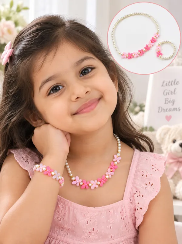 Pink_Acrylic_Butterfly_Pearl_Beaded_Necklace_Bracelet_Set_For_Girls