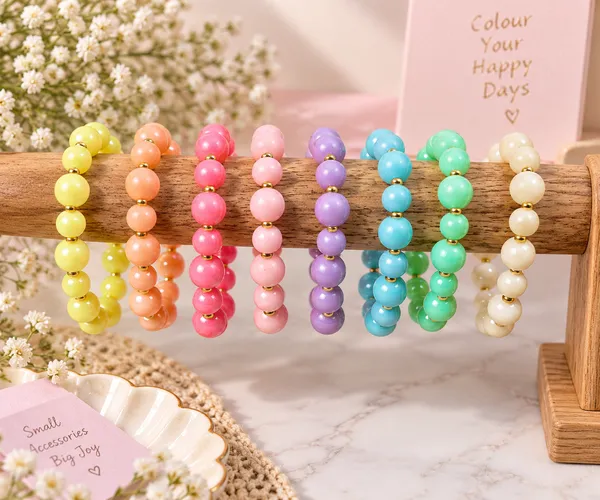 Multicolour_Acrylic_Beaded_Stretchable_Bracelet_Set_Of_8_For_Girls