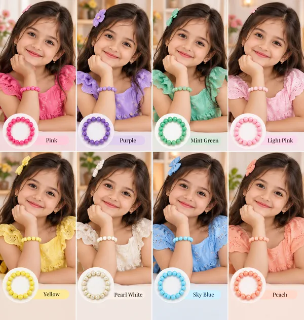 Multicolour_Acrylic_Beaded_Stretchable_Bracelet_Set_Of_8_For_Girls