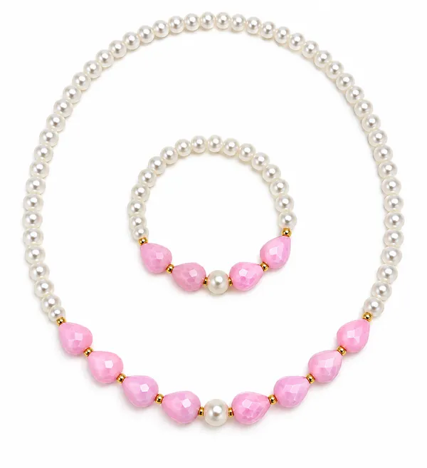 Pink_Acrylic_Pearl_Beaded_Necklace_Bracelet_Set_For_Girls