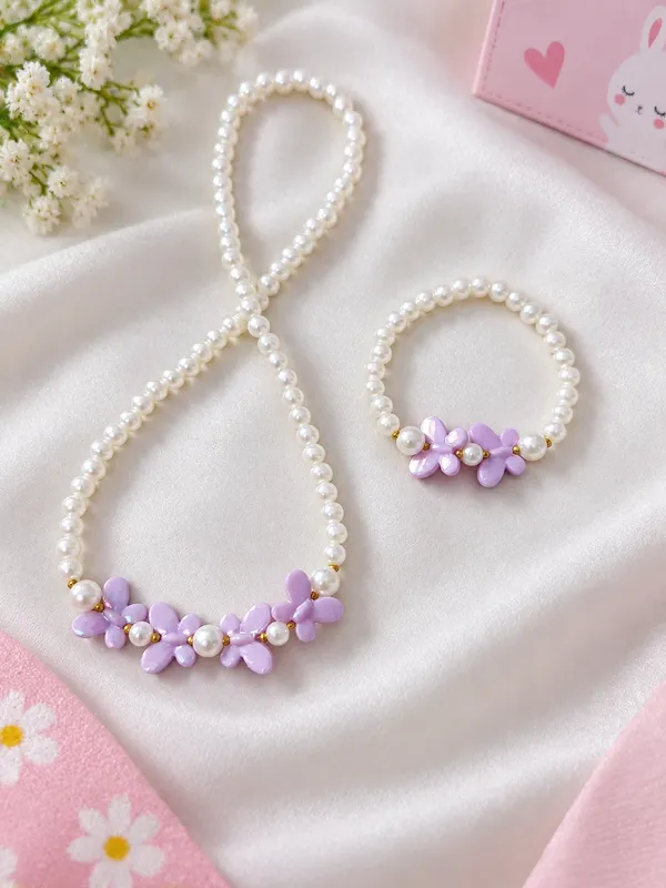 Purple_Acrylic_Butterfly_Pearl_Beaded_Necklace_Bracelet_Set_For_Girls