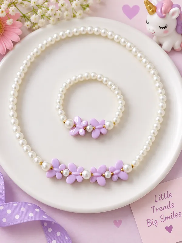 Purple_Acrylic_Butterfly_Pearl_Beaded_Necklace_Bracelet_Set_For_Girls
