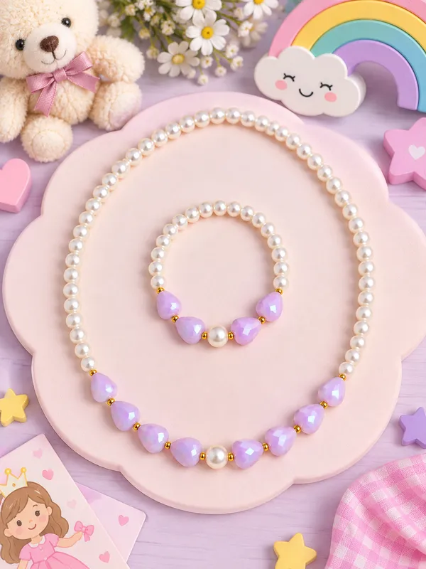 Purple_Acrylic_Beaded_Necklace_And_Bracelet_Set_For_Girls