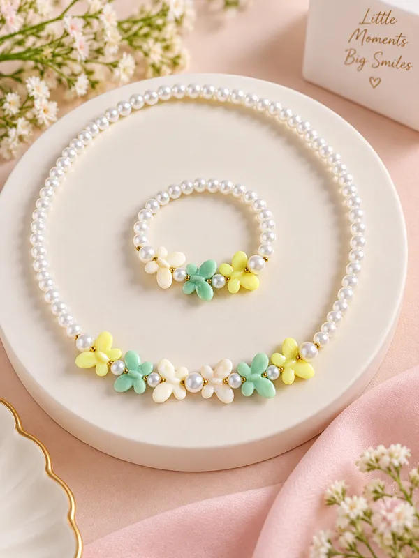 Multicolour_Acrylic_Butterfly_Pearl_Beaded_Necklace_Bracelet_Set_For_Girls
