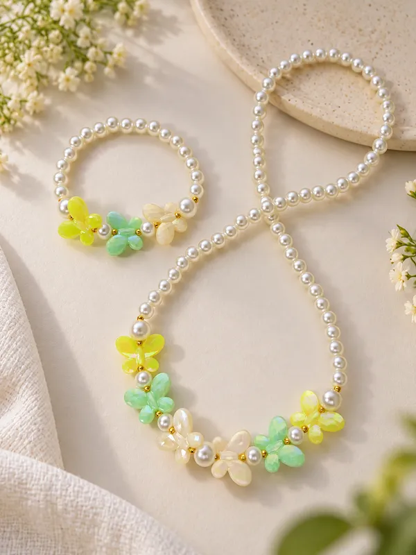 Multicolour_Acrylic_Butterfly_Pearl_Beaded_Necklace_Bracelet_Set_For_Girls