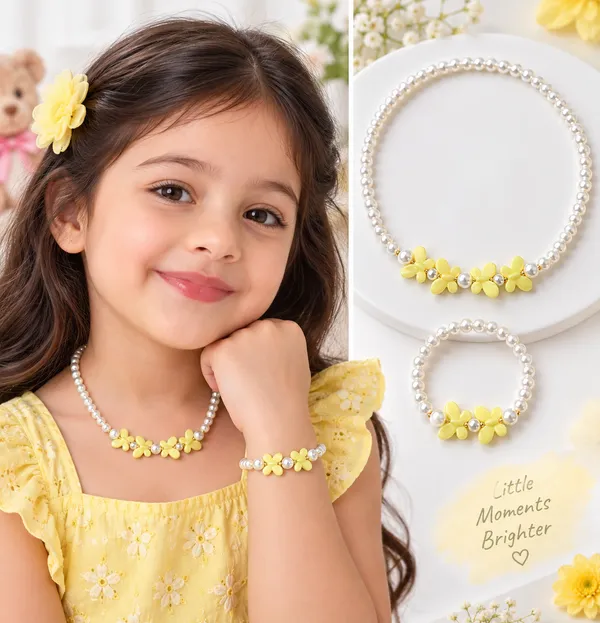 Yellow_Acrylic_Butterfly_Pearl_Beaded_Necklace_Bracelet_Set_For_Girls