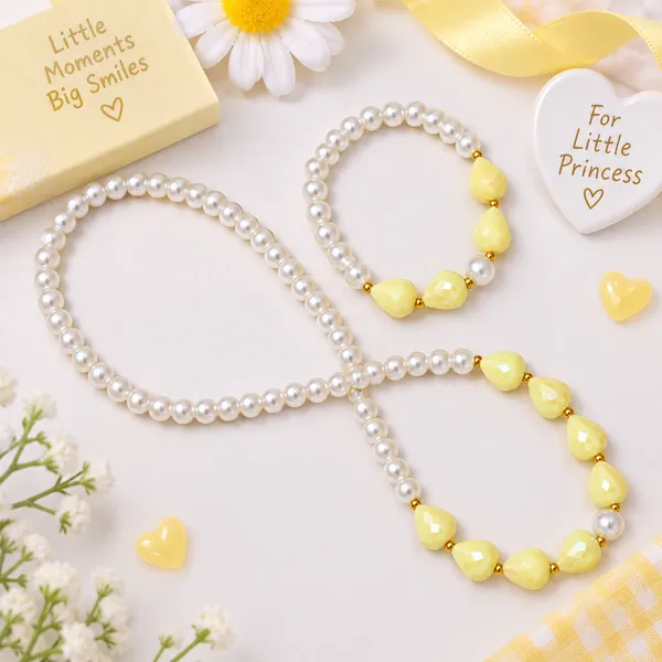 Yellow_Acrylic_Beaded_Necklace_And_Bracelet_Set_For_Girls