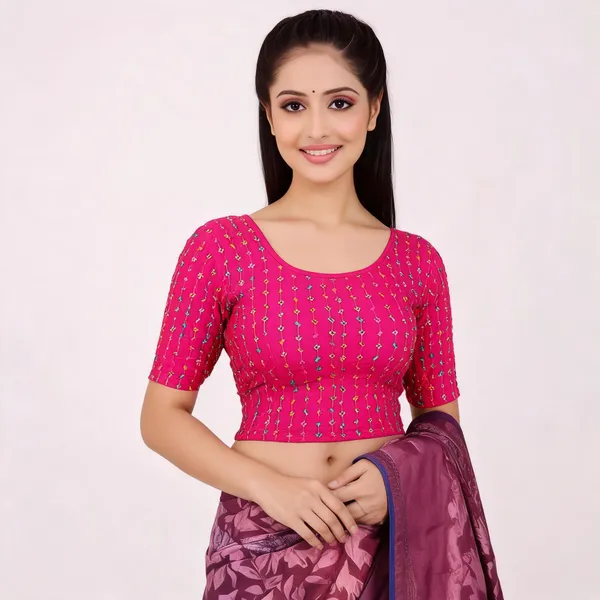 Pink_Cotton_Premium_Blouse_For_Women