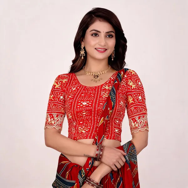 Orange_Cotton_Premium_Blouse_For_Women