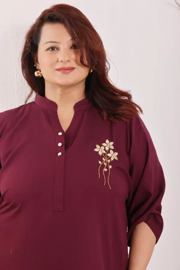 Wine_Embroidered_Mandarin_Collar_Top