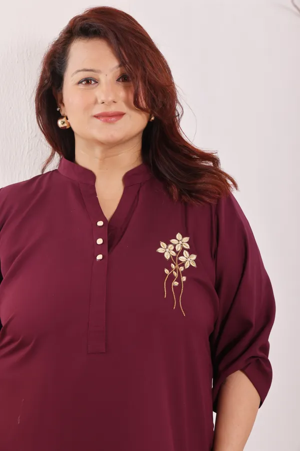 Wine_Embroidered_Mandarin_Collar_Top