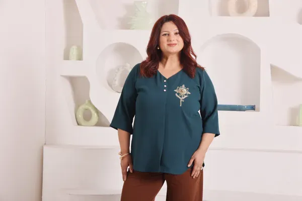 Teal_Embroidered_V_Neck_Top
