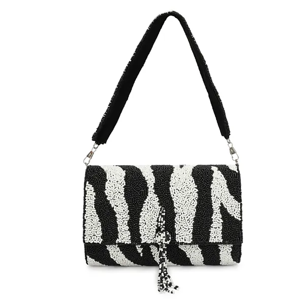 Black_And_White_Beaded_Clutch_Bag_For_Women