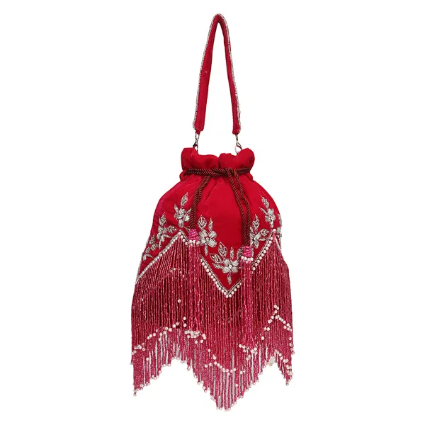 Red_Velvet_Embroidered_Potli_Bag_For_Women