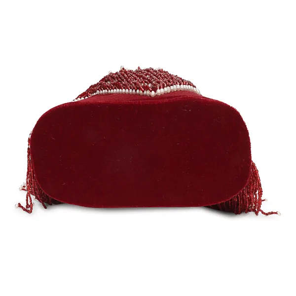 Maroon_Velvet_Embellished_Potli_Bag_For_Women