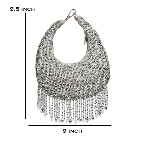 Silver_Beaded_Fringe_Shoulder_Bag_For_Women