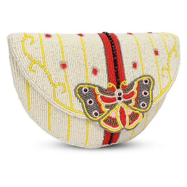 White_Beaded_Half_Moon_Clutch_Bag_For_Women