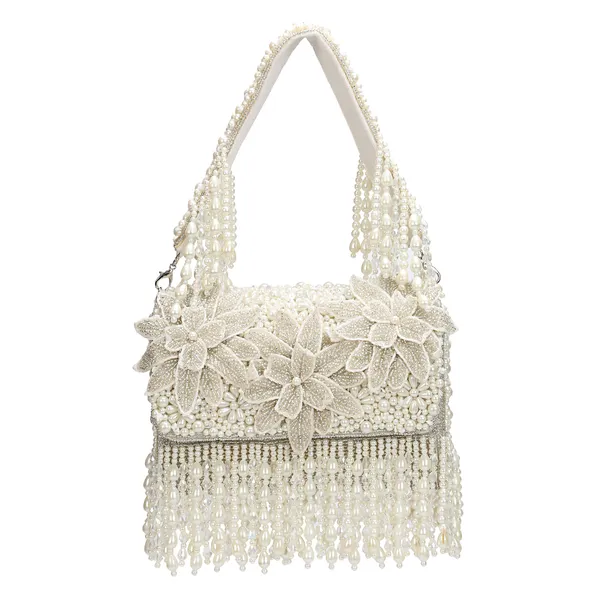 White_Beaded_Embellished_Shoulder_Bag_For_Women