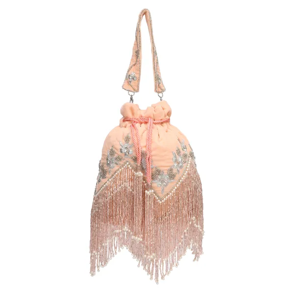 Peach_Embellished_Drawstring_Potli_Bag_For_Women