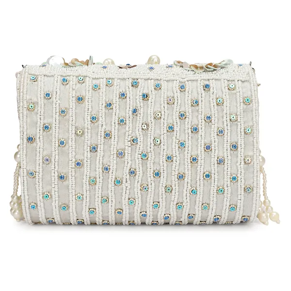 White_Beaded_Embellished_Shoulder_Bag_For_Women