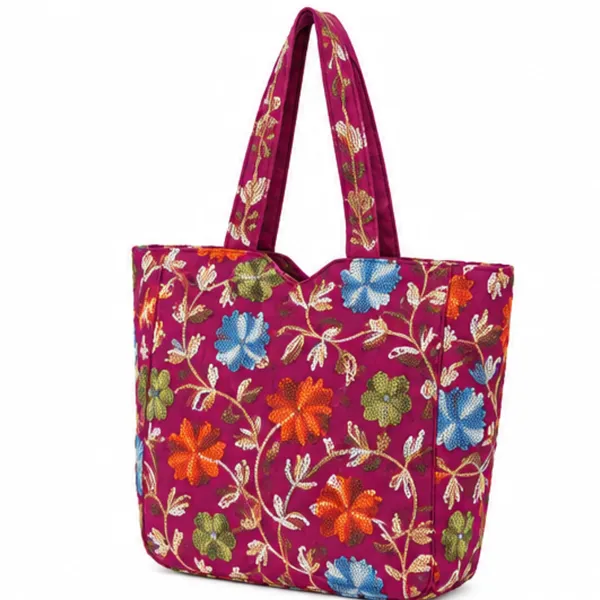Pink_Fabric_Embroidered_Tote_Bag_For_Women