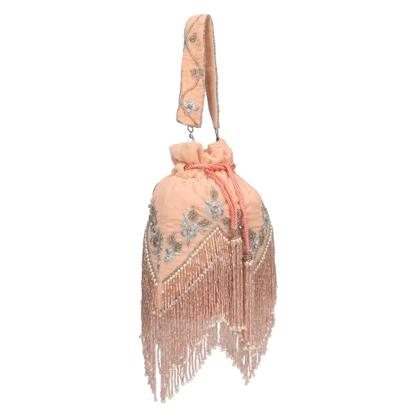 Peach_Embellished_Drawstring_Potli_Bag_For_Women